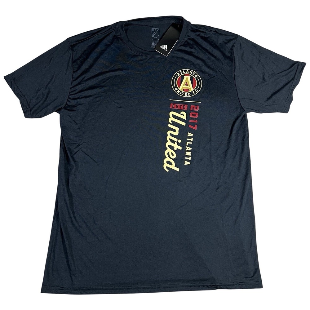 Adidas Atlanta United FC MLS Mens Large Black Graphic Soccer T-Shirt New NWT